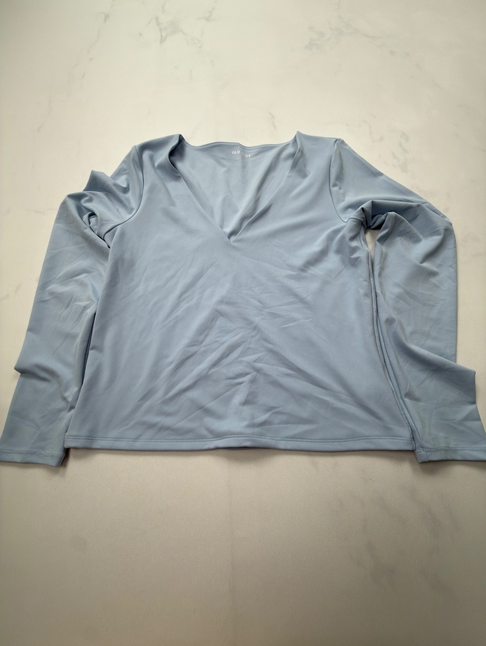 Old Navy V Neck Blouse Light Blue 2010s Minimalist Feminine - Womens M